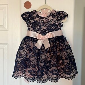 Toddler girl navy blue lace dress